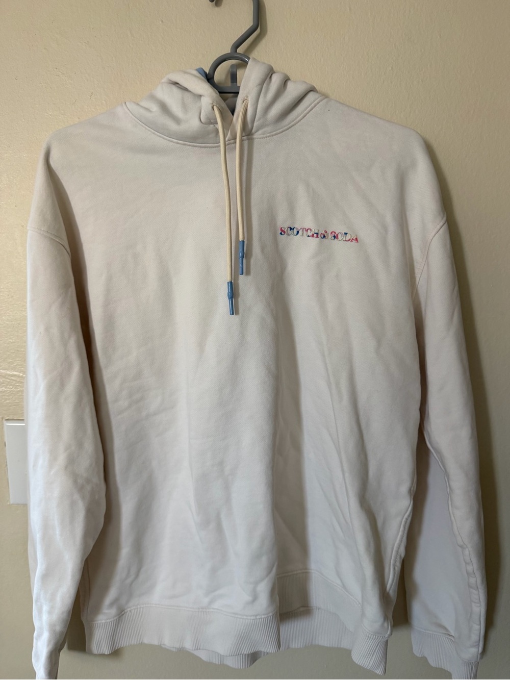 Scotch & Soda Cream Crewneck Sweatshirt with Multicolor Logo